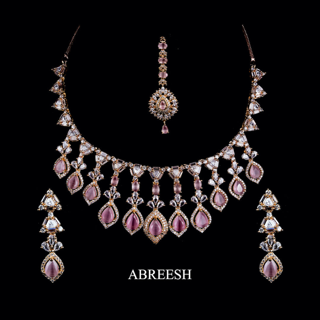 Madras Bridal Set | Pink With Gold