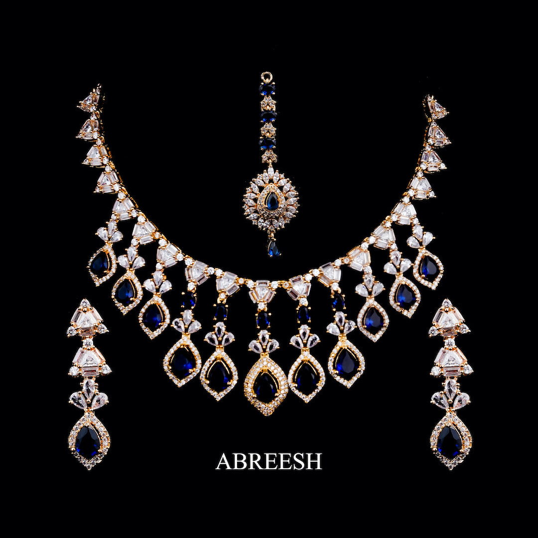 Madras Bridal Set | Blue With Gold