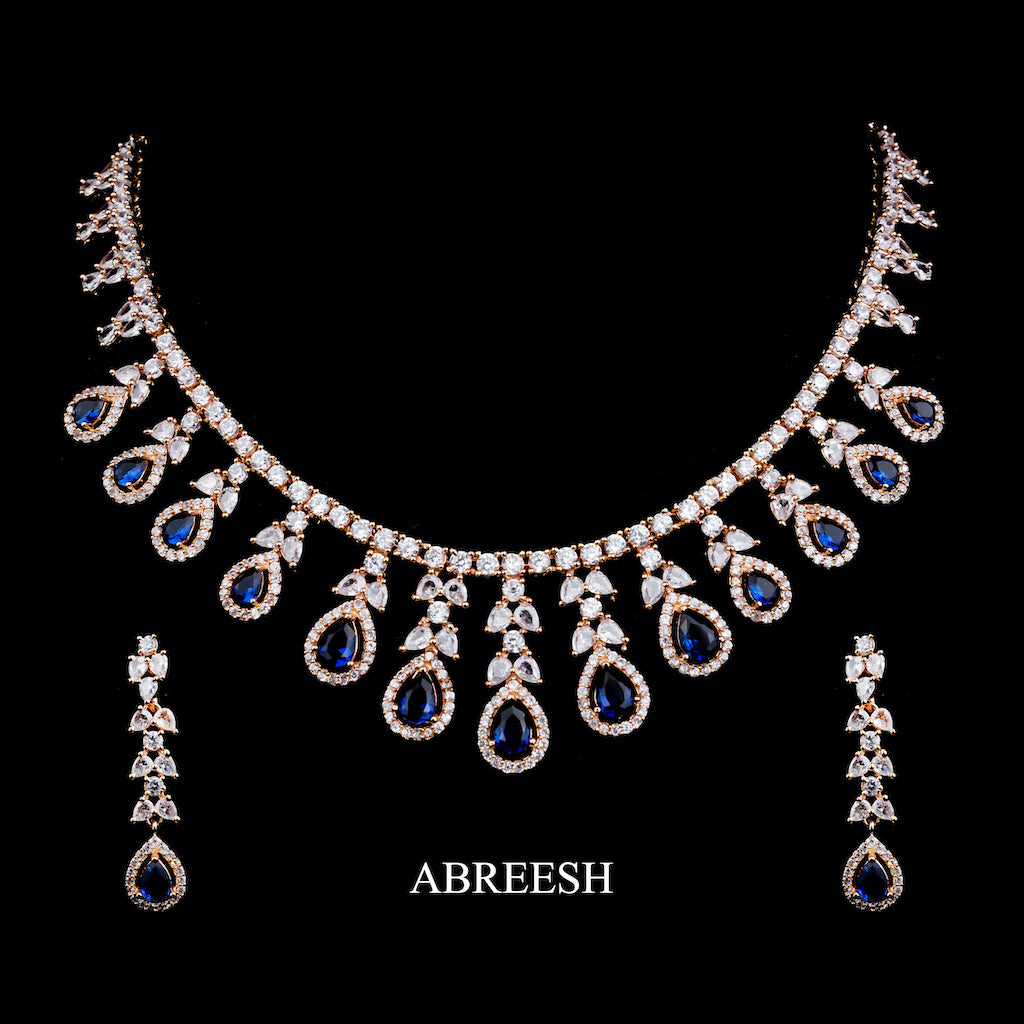 Janiston | Necklace Set | Blue With Gold