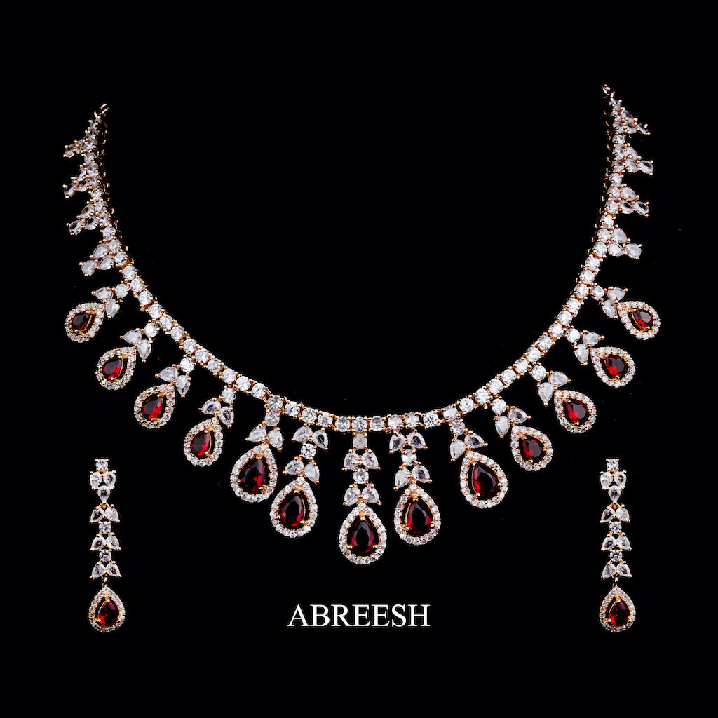 Janiston | Necklace Set | Ruby With Gold