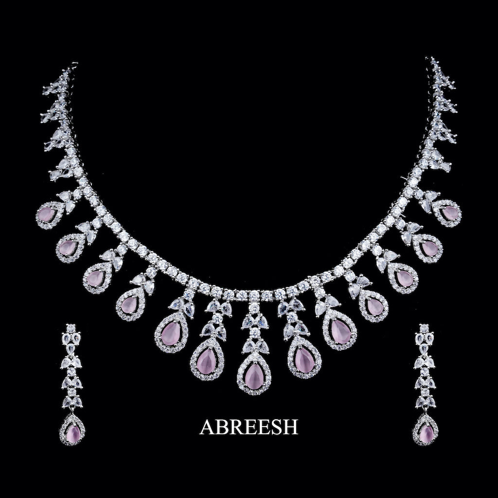 Janiston | Necklace Set | Pink With Silver