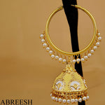 Load image into Gallery viewer, Gulbahar Jhumkay Beige&amp;Gold
