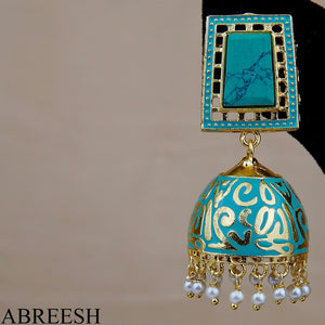 Jhumkay Aquamarine&Gold