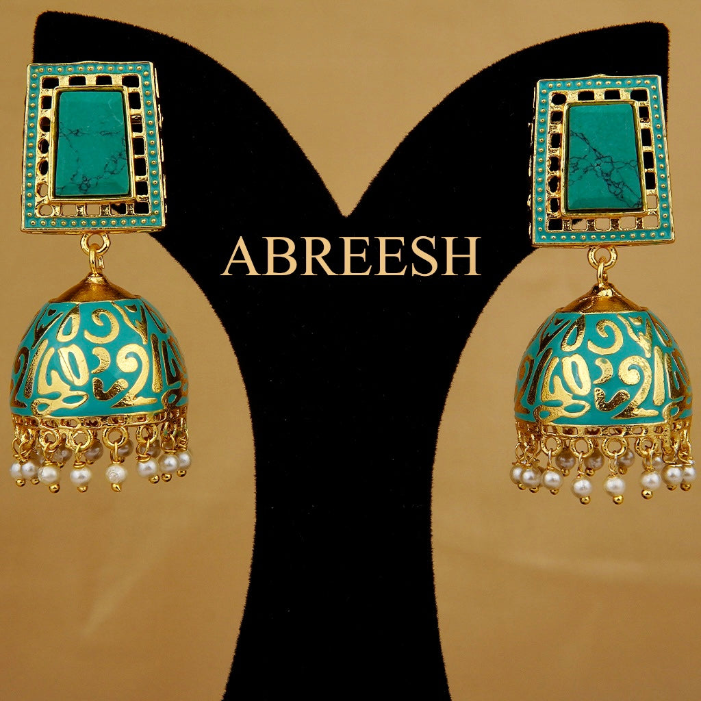 Jhumkay Aquamarine&Gold