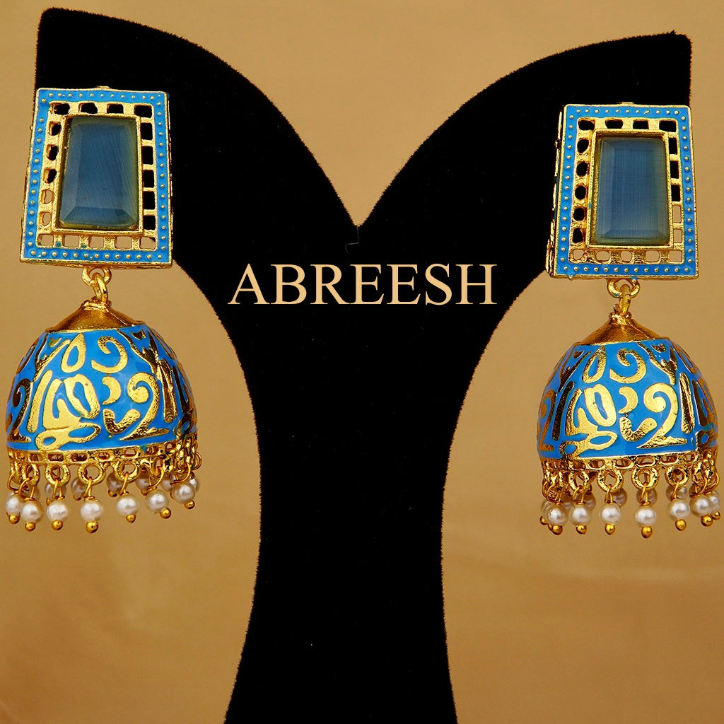 Zark Jhumkay AquaBlue&Gold